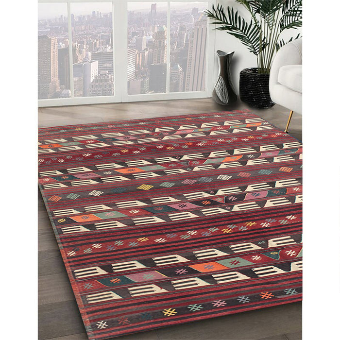 Machine Washable Contemporary Dark Almond Brown Rug in a Family Room, wshcon815