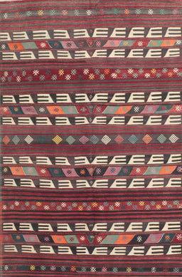 Contemporary Dark Almond Brown Southwestern Rug, con815