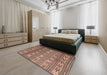 Contemporary Chestnut Brown Southwestern Rug in a Bedroom, con819