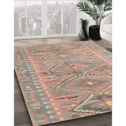 Contemporary Light French Beige Brown Southwestern Rug in Family Room, con823