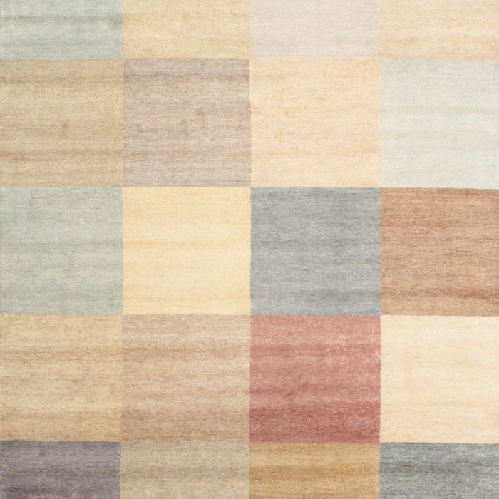 Contemporary Khaki Gold Checkered Rug, con824