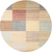 Sideview of Contemporary Khaki Gold Checkered Rug, con824