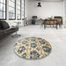 Round Contemporary Brown Modern Rug in a Office, con826