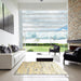 Square Contemporary Golden Blonde Gold Modern Rug in a Living Room, con827