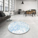 Round Machine Washable Contemporary Lavender Blue Rug in a Office, wshcon828