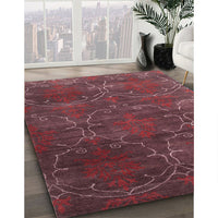 Contemporary Brown Red Modern Rug, con831