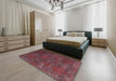 Contemporary Brown Red Modern Rug in a Bedroom, con831