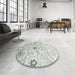 Round Machine Washable Contemporary Grey Gray Rug in a Office, wshcon833