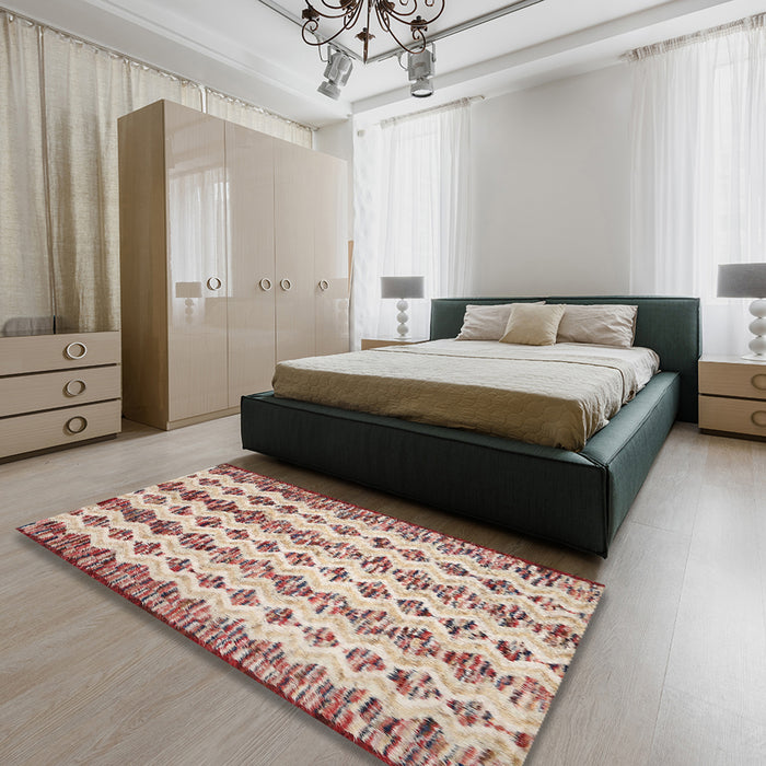 Machine Washable Contemporary Cherry Red Rug in a Bedroom, wshcon835