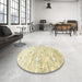 Round Machine Washable Contemporary Khaki Gold Rug in a Office, wshcon837