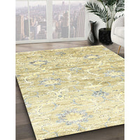 Contemporary Khaki Gold Modern Rug, con837