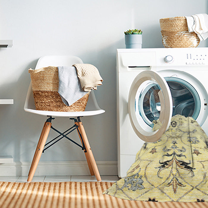 Machine Washable Contemporary Brown Green Rug in a Washing Machine, wshcon838