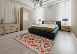Contemporary Camel Brown Southwestern Rug in a Bedroom, con842