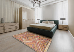 Contemporary Chestnut Red Southwestern Rug in a Bedroom, con843