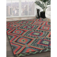 Contemporary Brown Red Southwestern Rug, con844