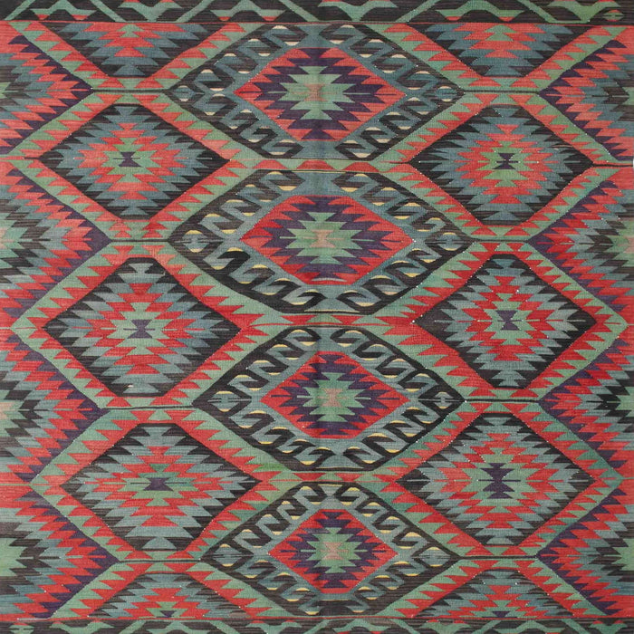 Square Contemporary Brown Red Southwestern Rug, con844