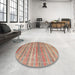 Round Machine Washable Contemporary Rust Pink Rug in a Office, wshcon845