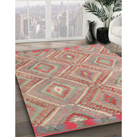 Contemporary Light French Beige Brown Southwestern Rug, con846