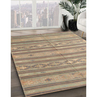 Contemporary Dark Almond Brown Modern Rug, con848