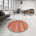 Round Machine Washable Contemporary Tangerine Pink Rug in a Office, wshcon849