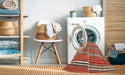 Machine Washable Contemporary Tangerine Pink Rug in a Washing Machine, wshcon849