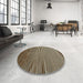 Round Machine Washable Contemporary Midnight Gray Rug in a Office, wshcon850