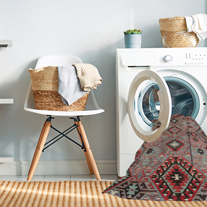 Machine Washable Contemporary Brown Red Rug in a Washing Machine, wshcon851