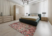 Contemporary Brown Red Southwestern Rug in a Bedroom, con851