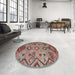 Round Machine Washable Contemporary Brown Red Rug in a Office, wshcon851