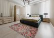 Machine Washable Contemporary Brown Red Rug in a Bedroom, wshcon851