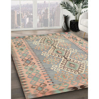 Contemporary Tan Brown Southwestern Rug, con854