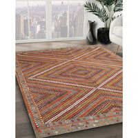 Contemporary Orange Brown Southwestern Rug, con855