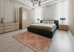 Contemporary Orange Brown Southwestern Rug in a Bedroom, con855