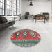 Round Machine Washable Contemporary Sage Green Rug in a Office, wshcon856