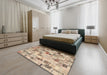 Contemporary Brown Patchwork Rug in a Bedroom, con859