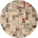 Sideview of Contemporary Brown Patchwork Rug, con859