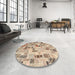 Round Machine Washable Contemporary Brown Rug in a Office, wshcon859