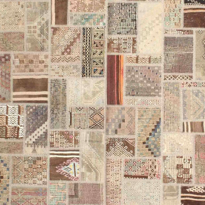Contemporary Orange Salmon Pink Patchwork Rug, con860