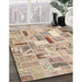 Contemporary Orange Salmon Pink Patchwork Rug in Family Room, con860