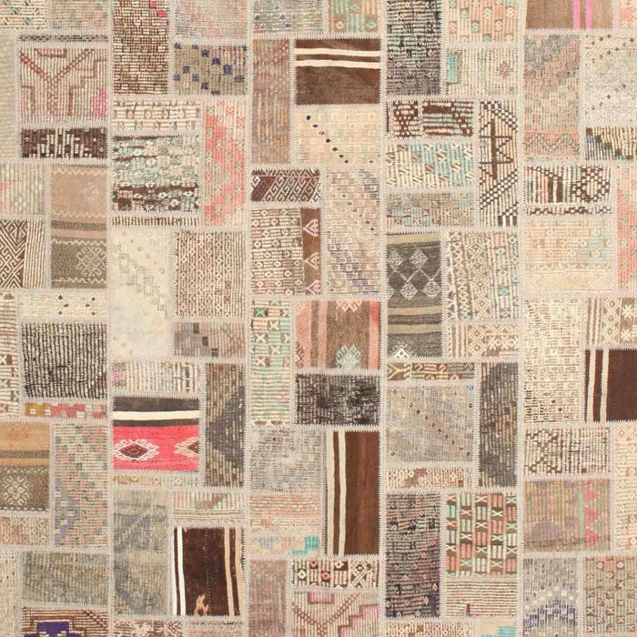 Contemporary Brown Patchwork Rug, con861