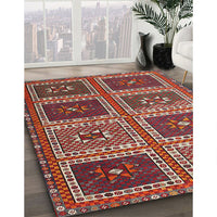 Contemporary Dark Almond Brown Modern Rug, con863