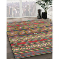 Contemporary Dark Almond Brown Southwestern Rug, con867