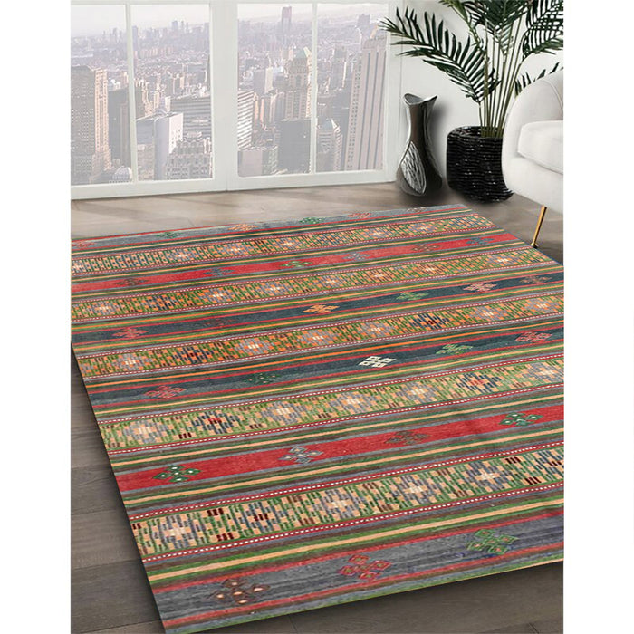 Machine Washable Contemporary Dark Almond Brown Rug in a Family Room, wshcon867