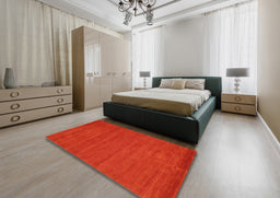 Contemporary Neon Red Modern Rug in a Bedroom, con86
