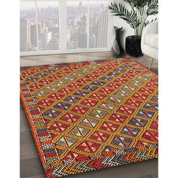 Contemporary Red Oriental Rug in Family Room, con872