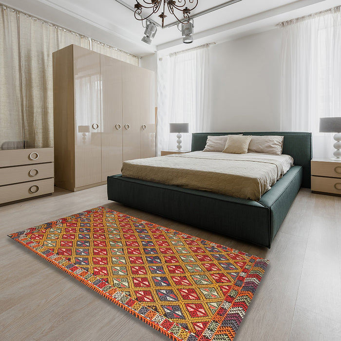 Contemporary Red Oriental Rug in a Bedroom, con872