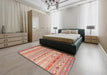 Contemporary Orange Southwestern Rug in a Bedroom, con873