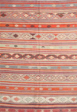 Contemporary Orange Southwestern Rug, con873