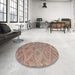 Round Machine Washable Contemporary Chestnut Brown Rug in a Office, wshcon874