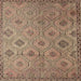 Square Contemporary Sienna Brown Southwestern Rug, con876